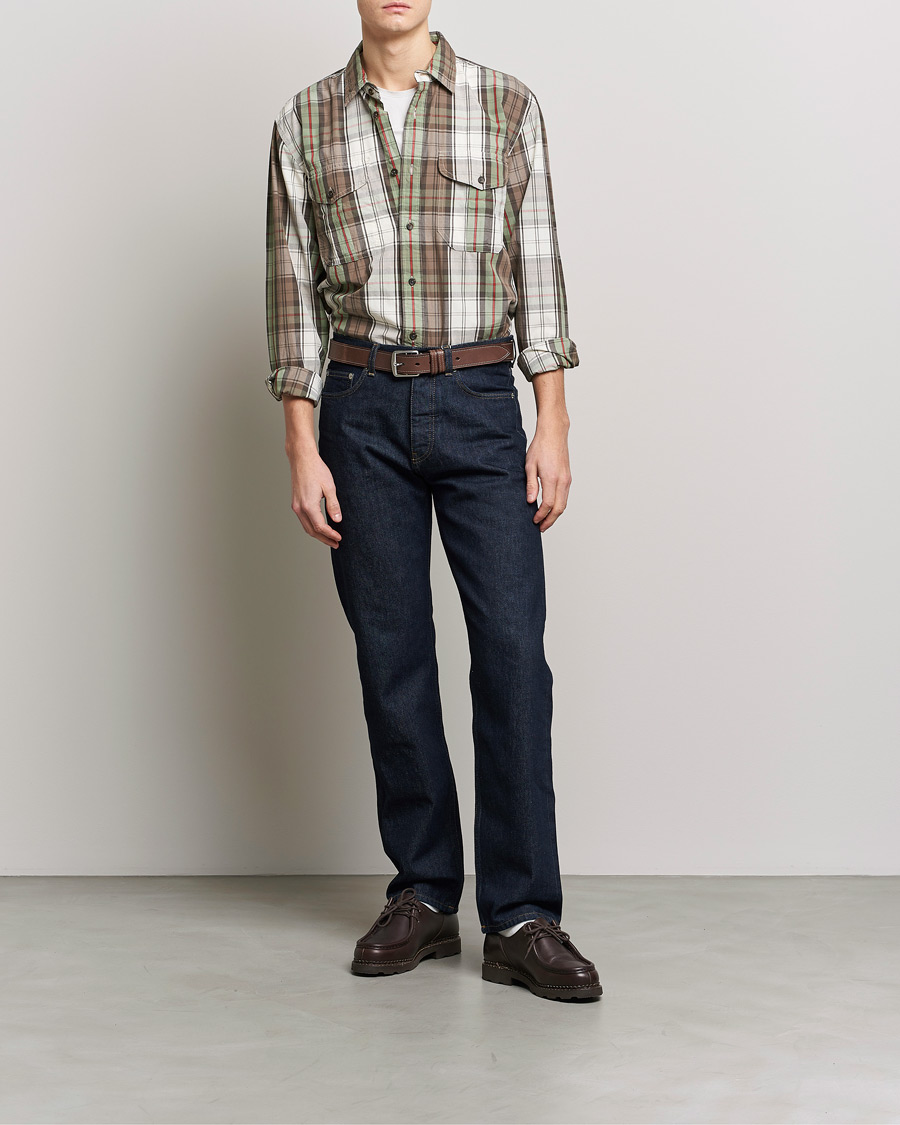 Hombres | Camisas | Filson | Washed Feather Cloth Shirt Sage/Olive Plaid
