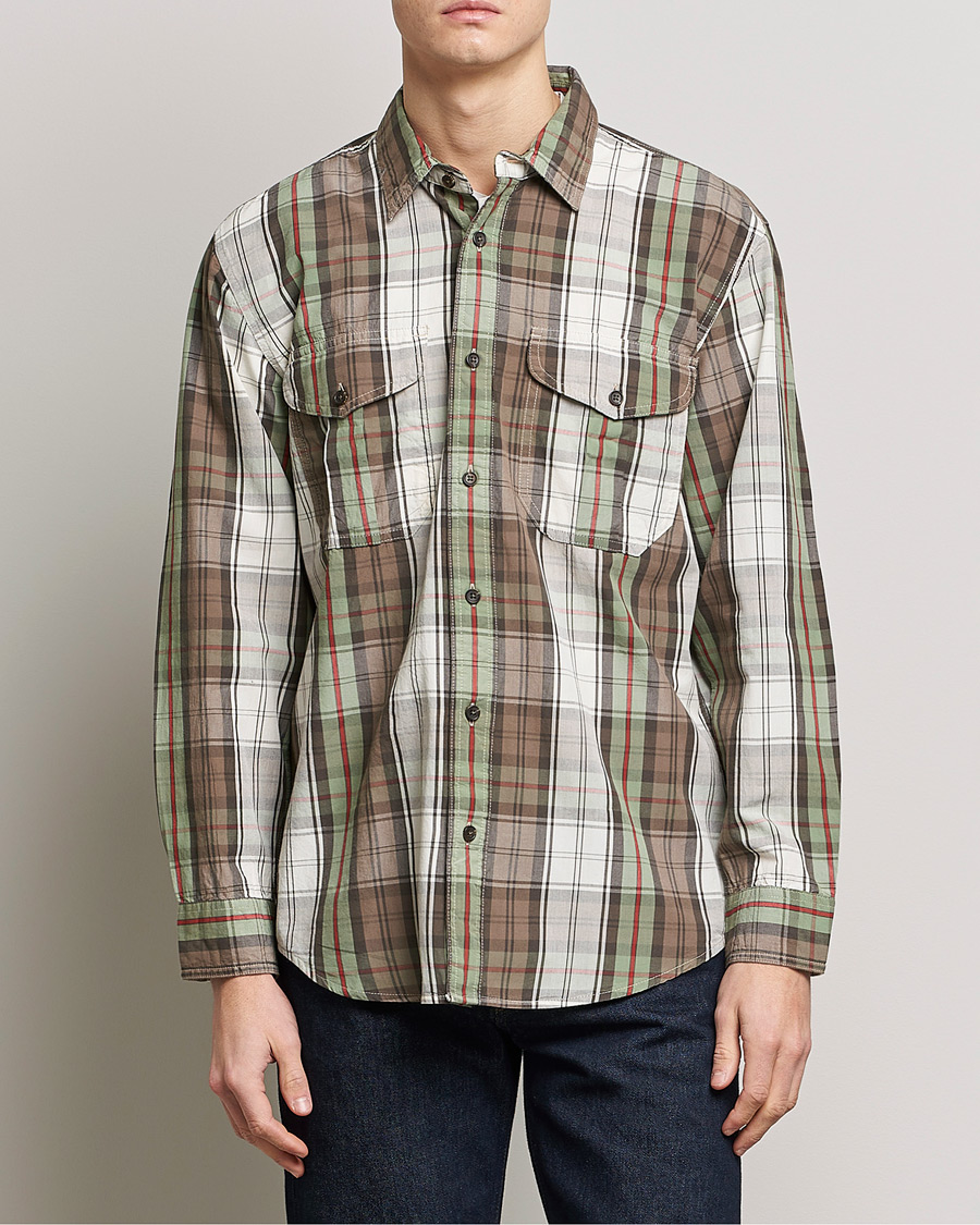 Hombres | Camisas | Filson | Washed Feather Cloth Shirt Sage/Olive Plaid