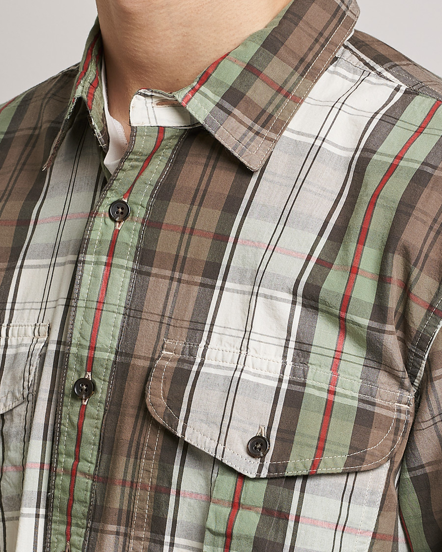 Hombres | Camisas | Filson | Washed Feather Cloth Shirt Sage/Olive Plaid