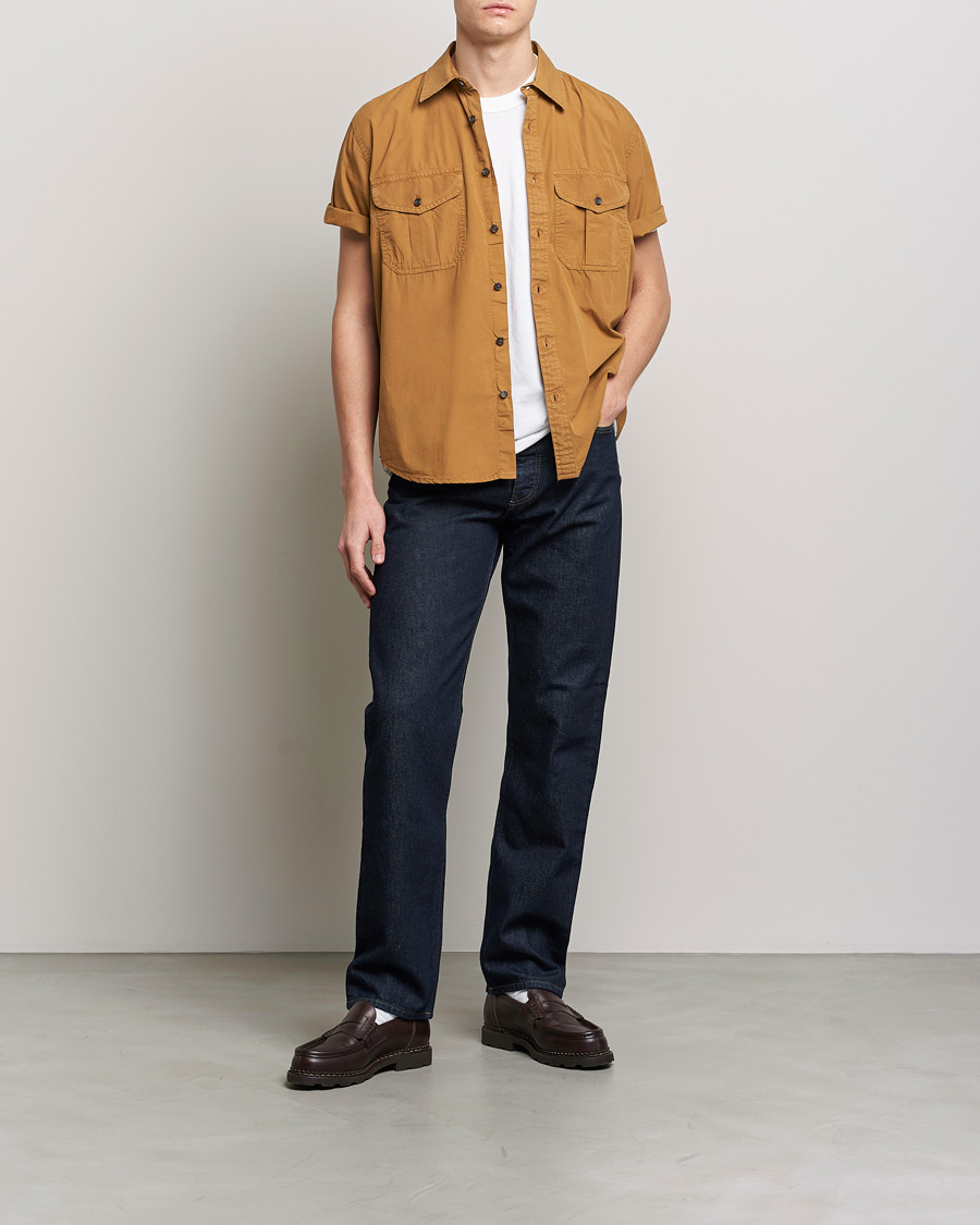 Hombres | Camisas | Filson | Washed Feather Cloth Short Sleeve Shirt Gold Ochre