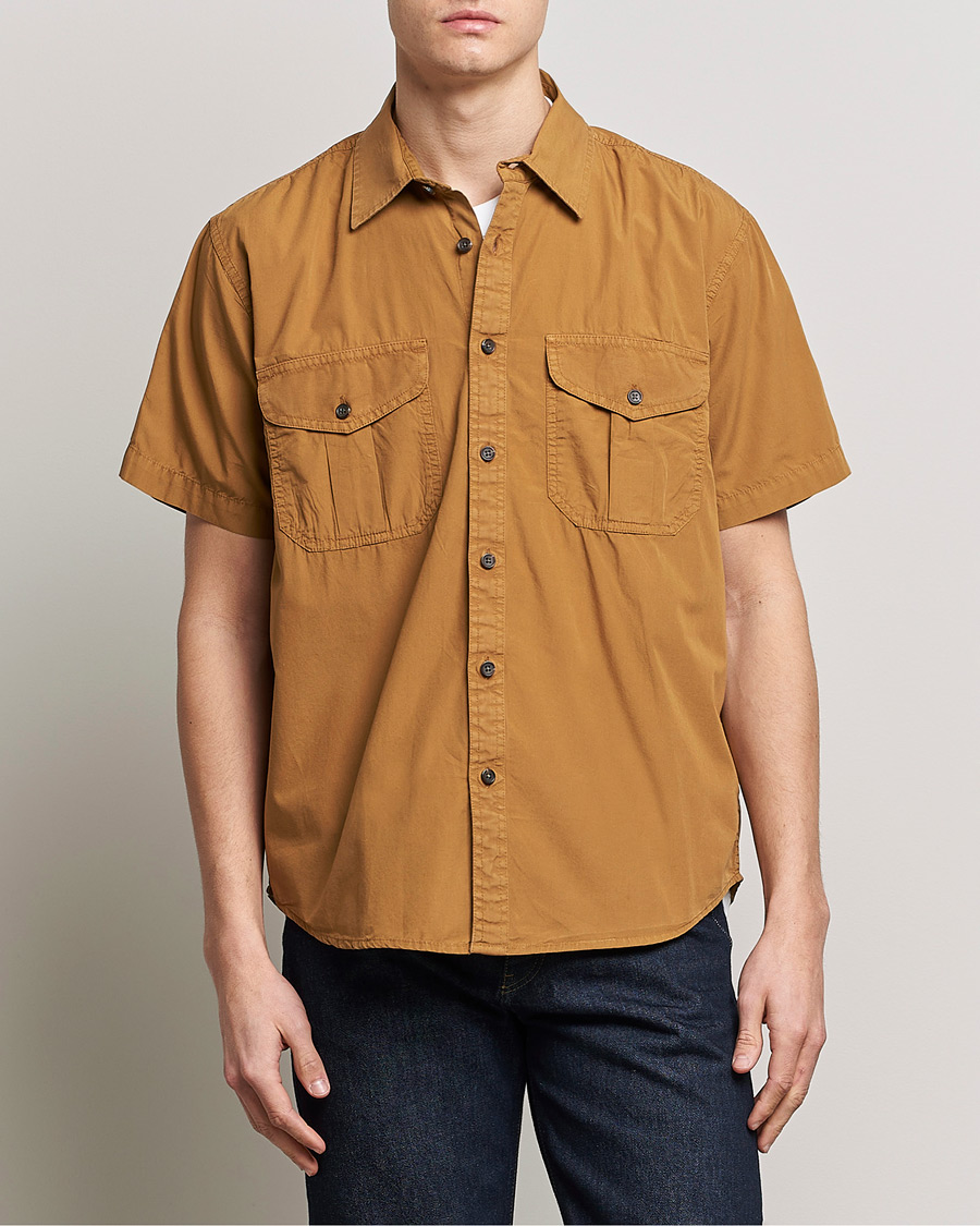 Hombres | Camisas | Filson | Washed Feather Cloth Short Sleeve Shirt Gold Ochre