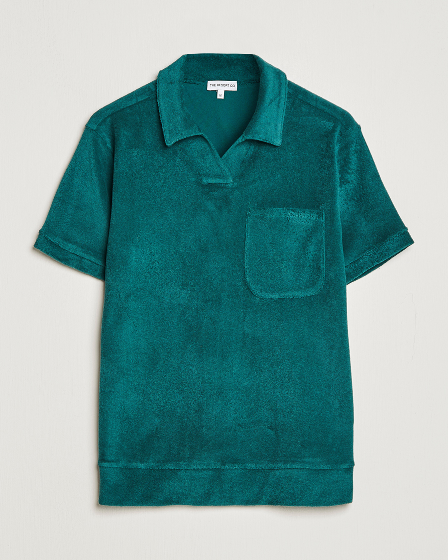 Hombres | Polos | The Resort Co | Terry Polo Shirt Emerald Green