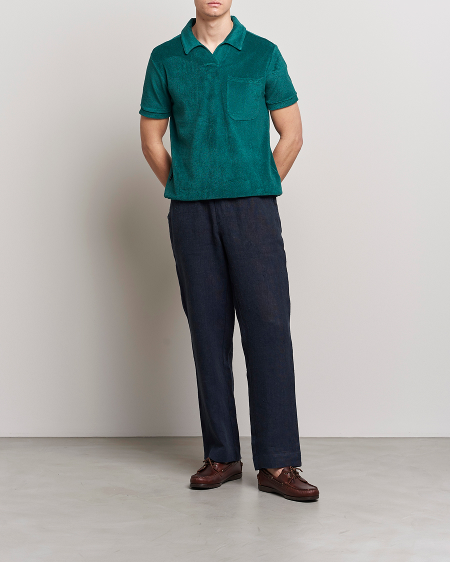 Hombres | Polos | The Resort Co | Terry Polo Shirt Emerald Green