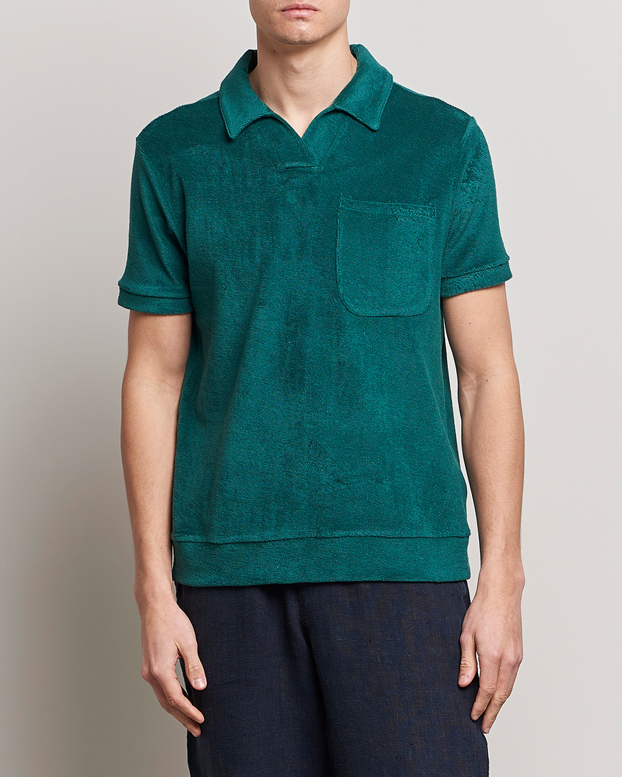 Hombres | Polos | The Resort Co | Terry Polo Shirt Emerald Green