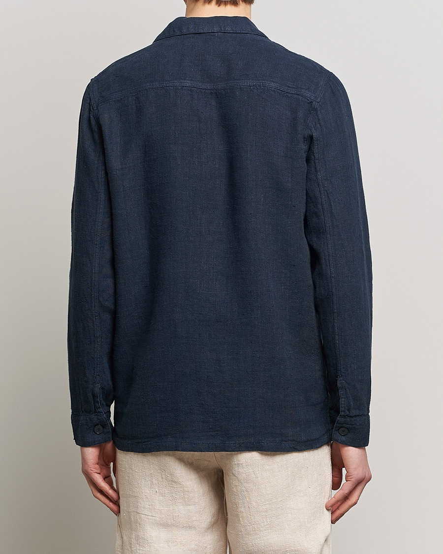 Hombres | Camisas | A Day's March | Bangher Linen Overshirt Navy