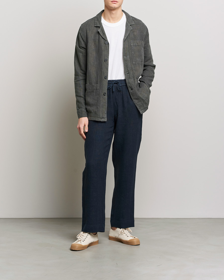 Hombres | Camisas | A Day's March | Bangher Linen Overshirt Olive