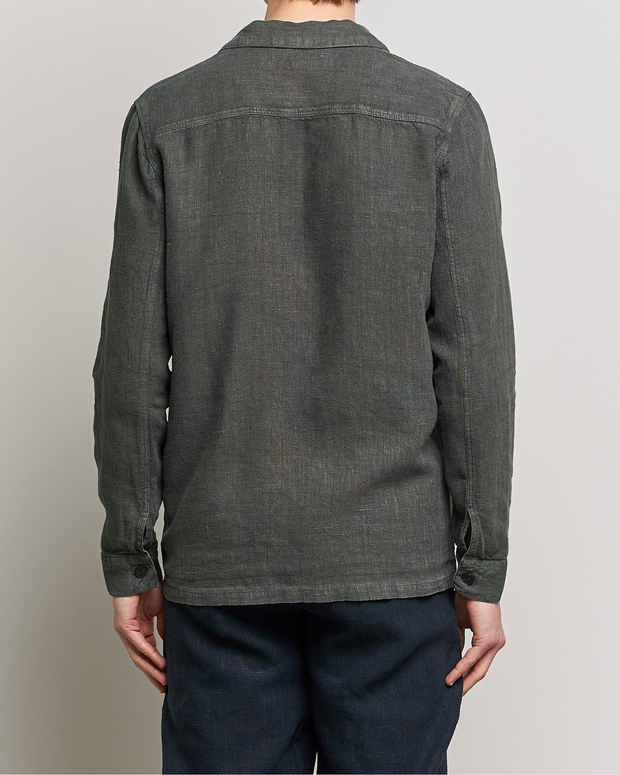 Hombres | Camisas | A Day's March | Bangher Linen Overshirt Olive
