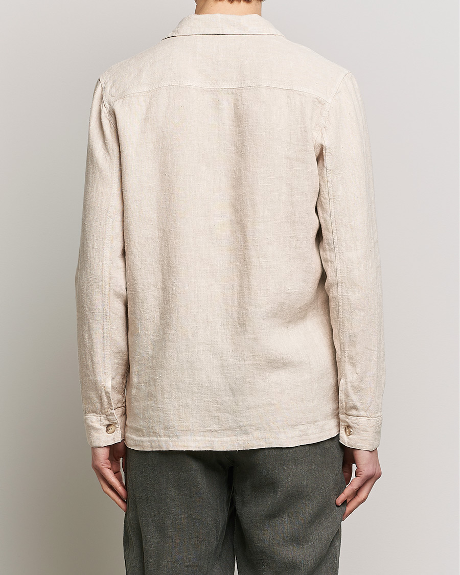Hombres | Camisas | A Day's March | Bangher Linen Overshirt Oyster