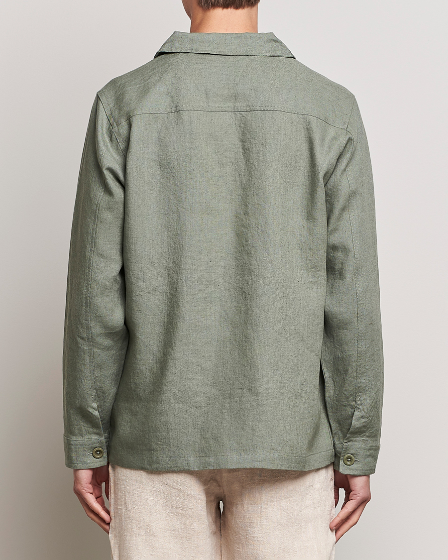 Hombres | Camisas | A Day's March | Original Linen Overshirt Dusty Green
