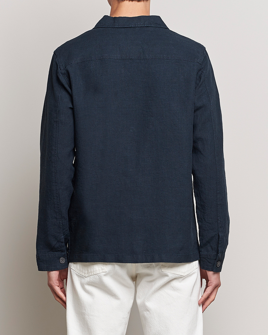 Hombres | Camisas | A Day's March | Original Linen Overshirt Navy