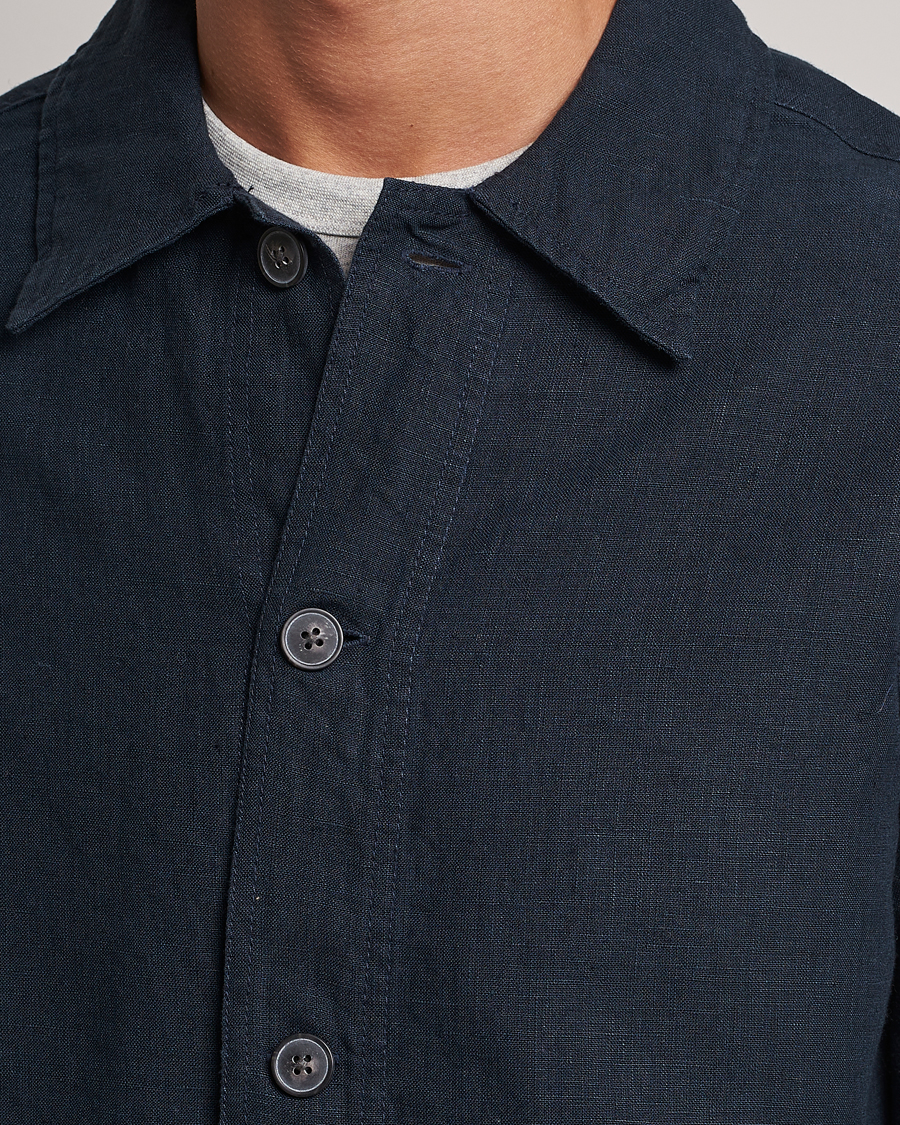 Hombres | Camisas | A Day's March | Original Linen Overshirt Navy