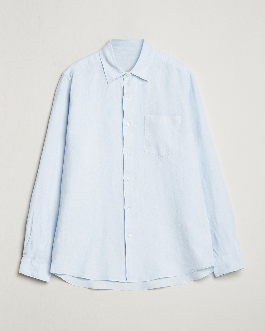 Hombres | Camisas | A Day's March | Abu Linen Shirt Light Blue
