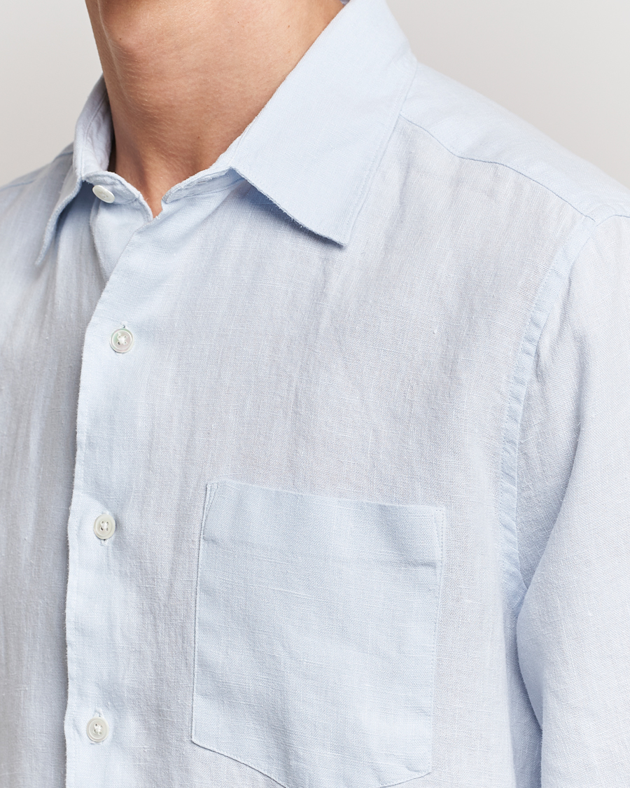 Hombres | Camisas | A Day's March | Abu Linen Shirt Light Blue