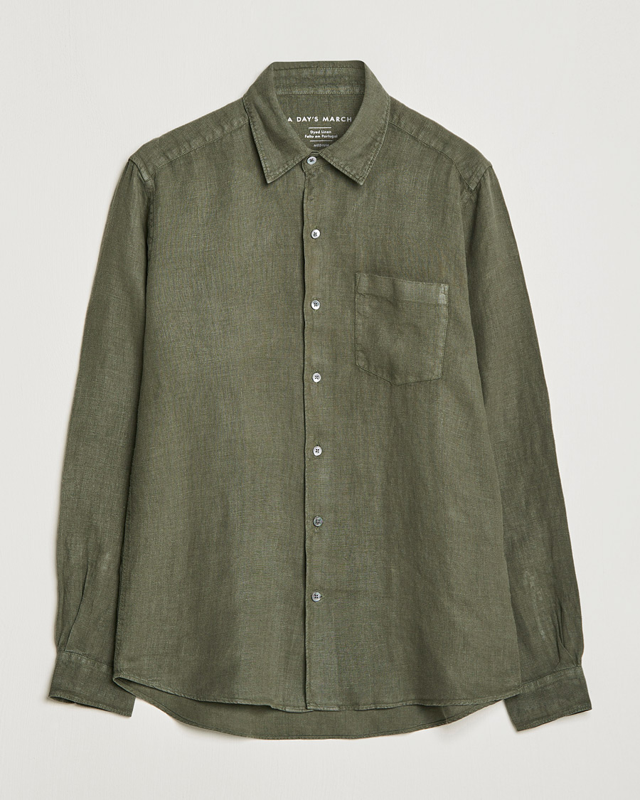 Hombres | Camisas | A Day's March | Abu Linen Shirt Seaweed
