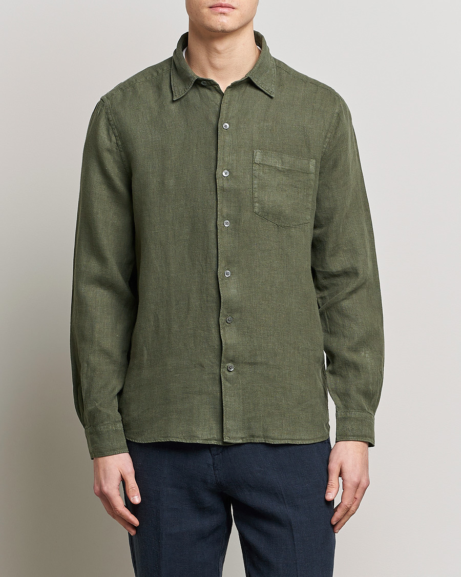 Hombres |  | A Day's March | Abu Linen Shirt Seaweed