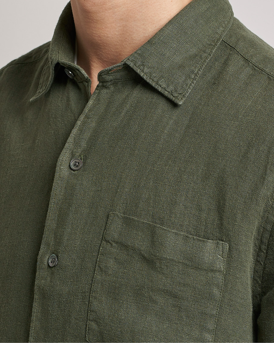 Hombres | Camisas | A Day's March | Abu Linen Shirt Seaweed