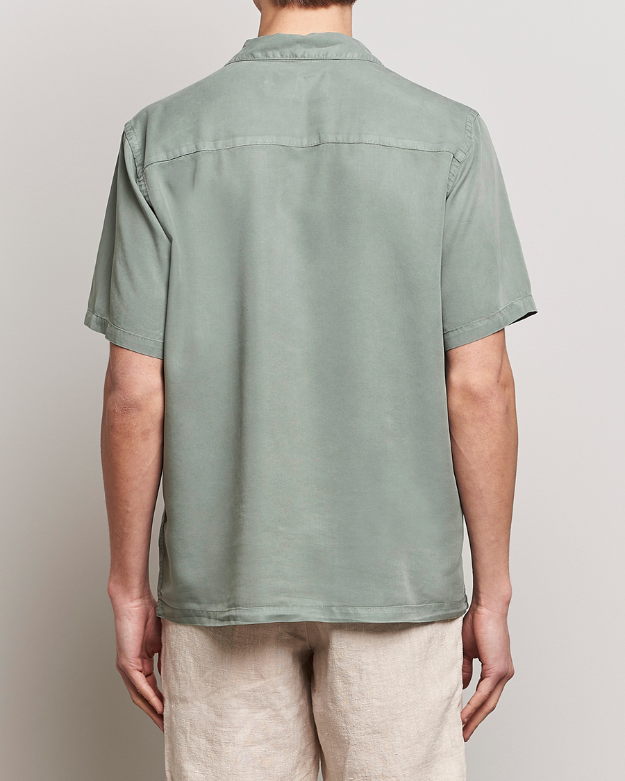 Hombres | Camisas | A Day's March | Yamu Short Sleeve Tencel Shirt Dusty Green