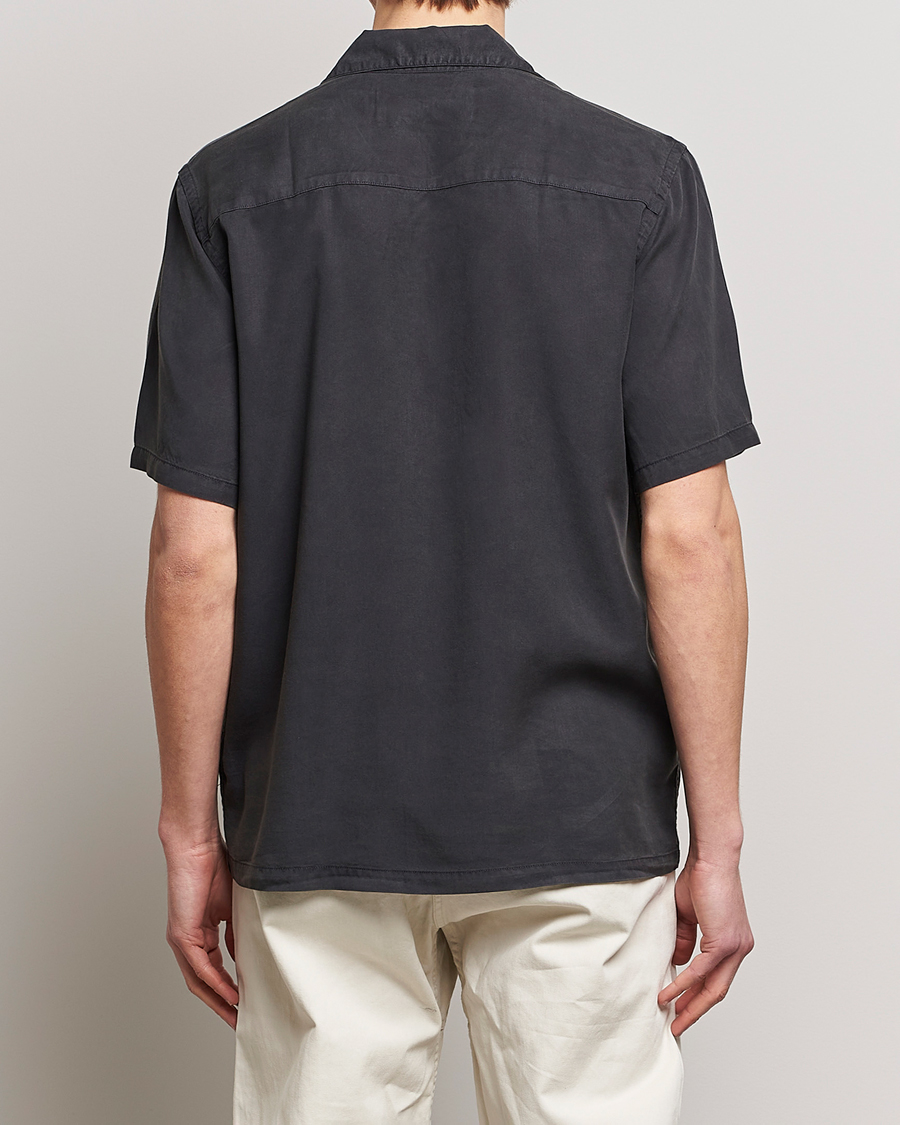 Hombres | Camisas | A Day's March | Yamu Short Sleeve Tencel Shirt Off Black