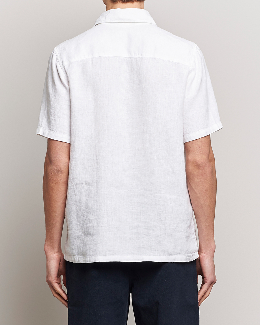 Hombres | Camisas | A Day's March | Khito Short Sleeve Linen Shirt White