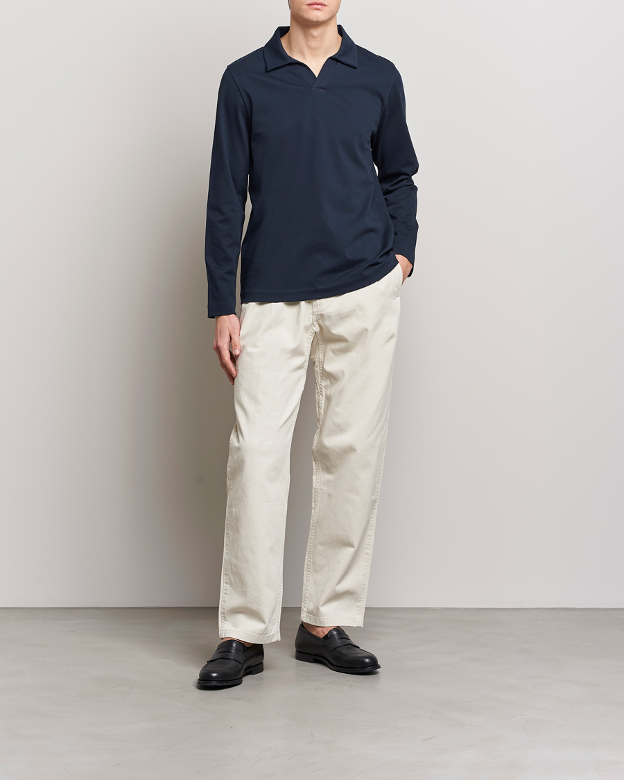 Hombres | Jerséis y prendas de punto | A Day's March | Branford Long Sleeve Jersey Polo Navy