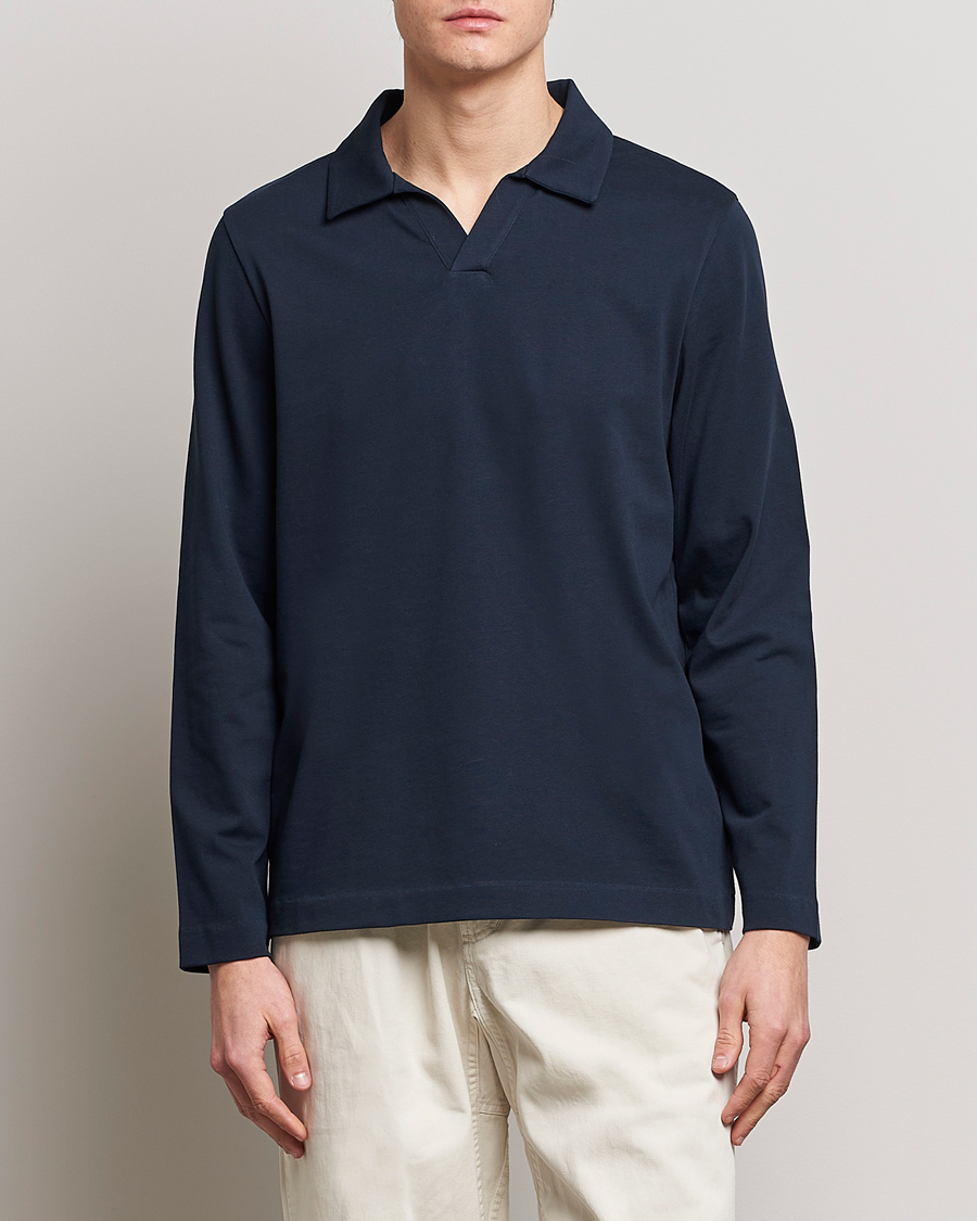 Hombres | Jerséis y prendas de punto | A Day's March | Branford Long Sleeve Jersey Polo Navy