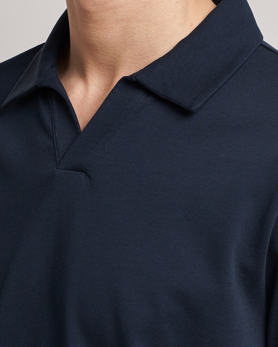 Hombres | Jerséis y prendas de punto | A Day's March | Branford Long Sleeve Jersey Polo Navy