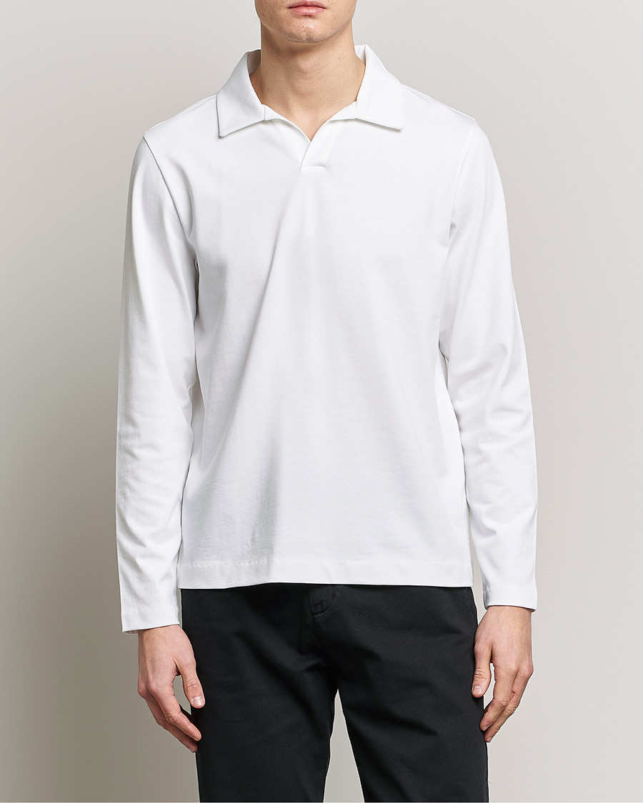 Hombres | Jerséis y prendas de punto | A Day's March | Branford Long Sleeve Jersey Polo Off White