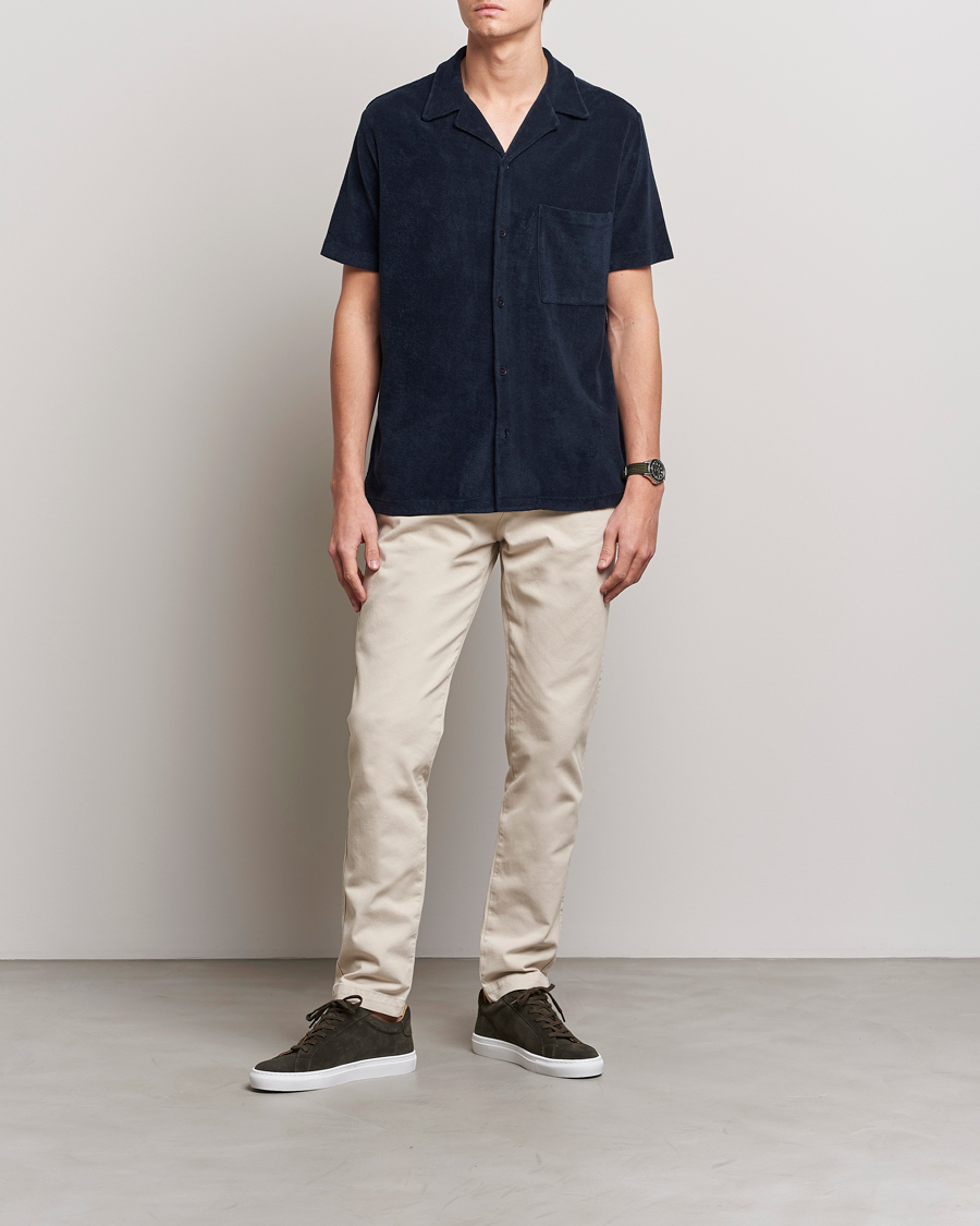 Hombres | Camisas | A Day's March | Yamu Short Sleeve Terry Shirt Navy