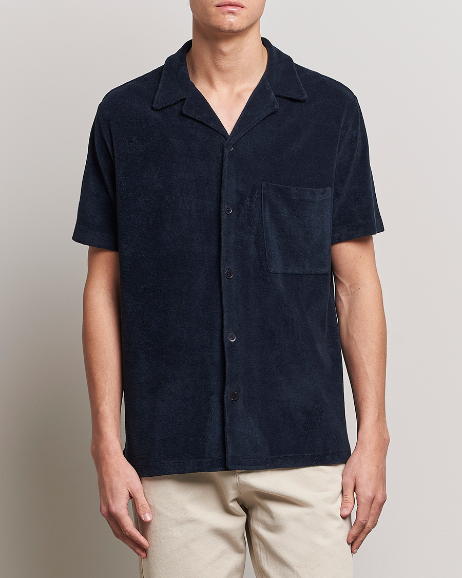 Hombres | Camisas | A Day's March | Yamu Short Sleeve Terry Shirt Navy
