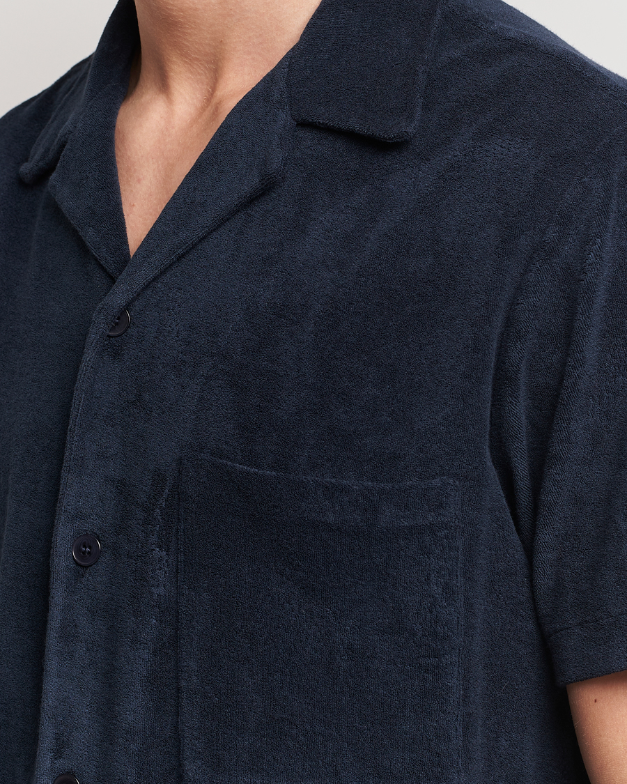 Hombres | Camisas | A Day's March | Yamu Short Sleeve Terry Shirt Navy