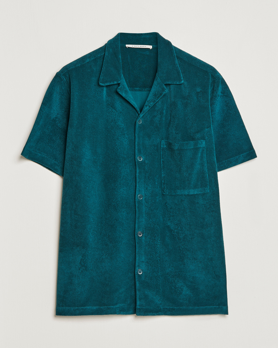Hombres | Camisas | A Day's March | Yamu Short Sleeve Terry Shirt Teal