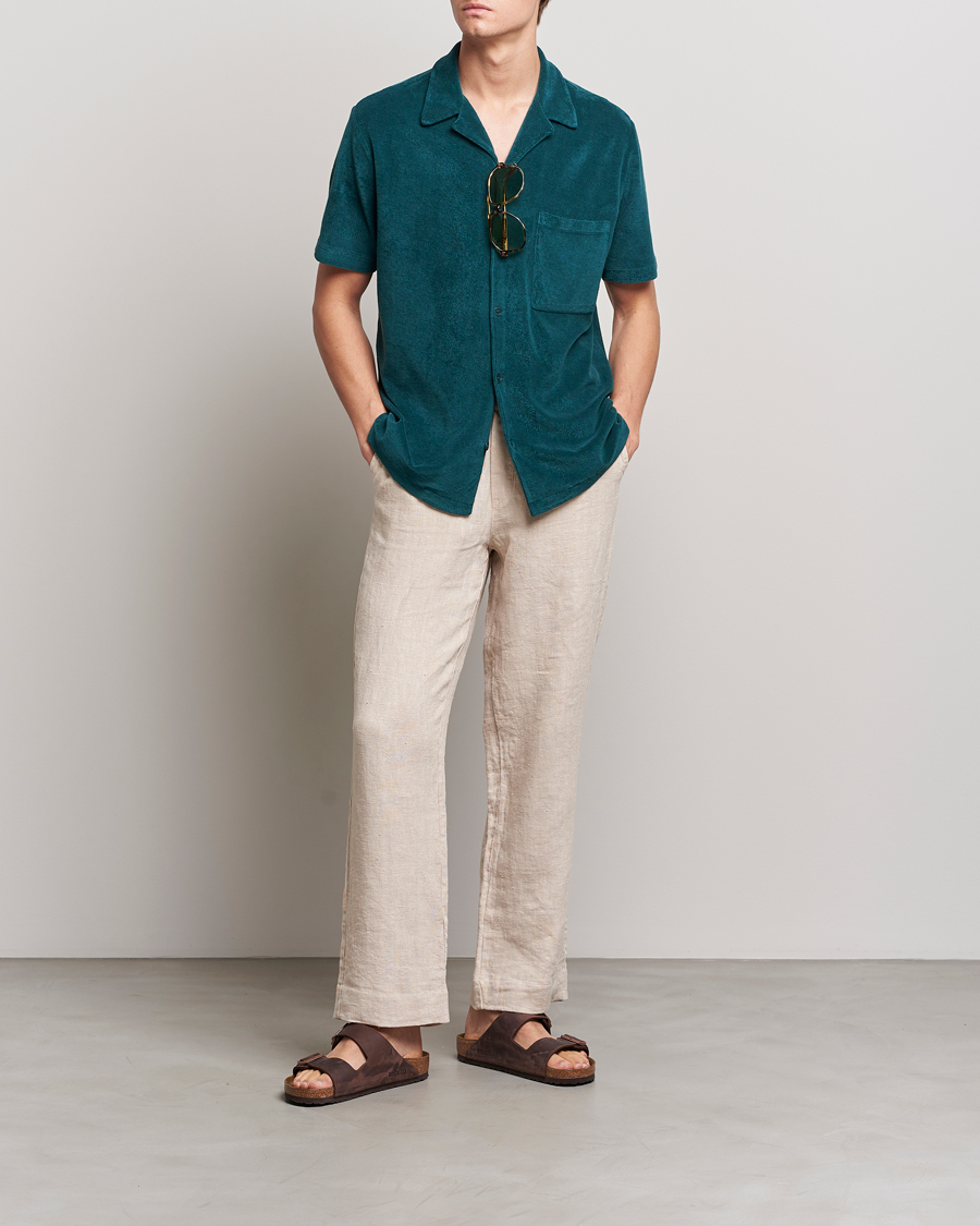 Hombres | Camisas | A Day's March | Yamu Short Sleeve Terry Shirt Teal