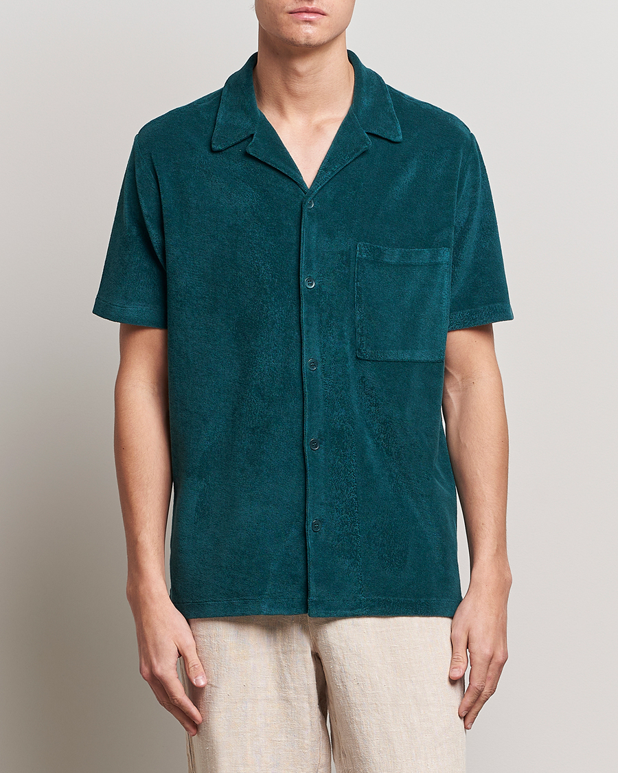 Hombres | Camisas | A Day's March | Yamu Short Sleeve Terry Shirt Teal