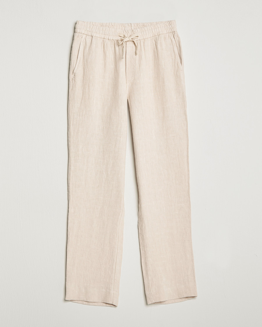 Hombres | Pantalones | A Day's March | Tamait Drawstring Linen Trousers Oyster