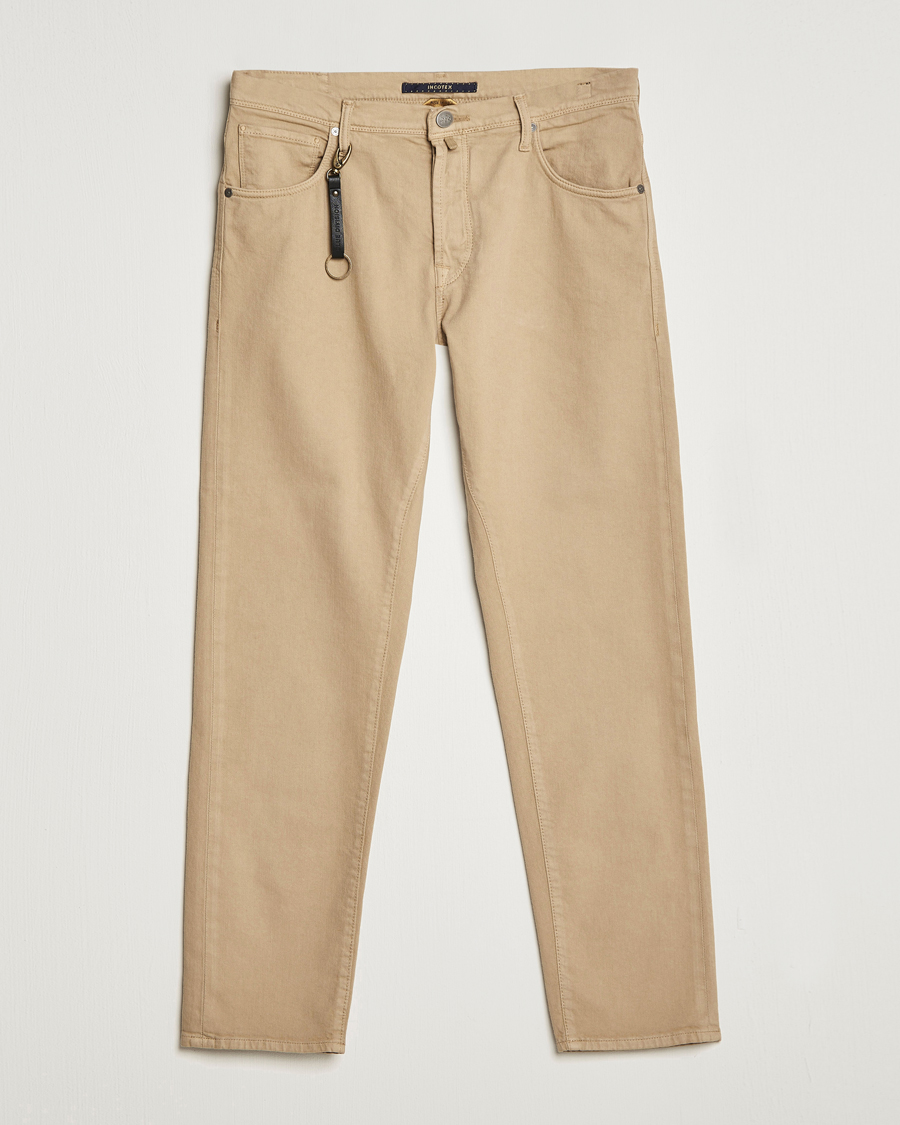 Hombres | Pantalones | Incotex | Cotton Stretch 5-Pocket Pants Beige