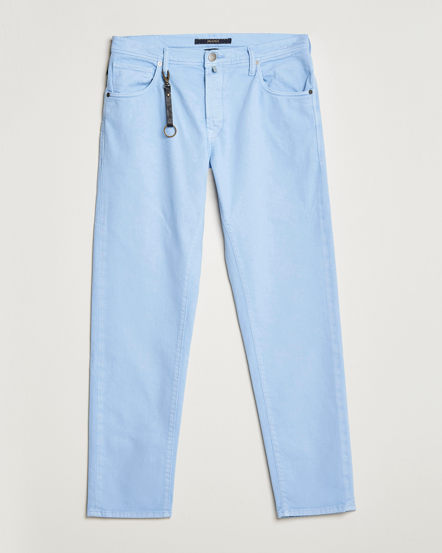 Hombres | Pantalones | Incotex | Cotton Stretch 5-Pocket Pants Light Blue