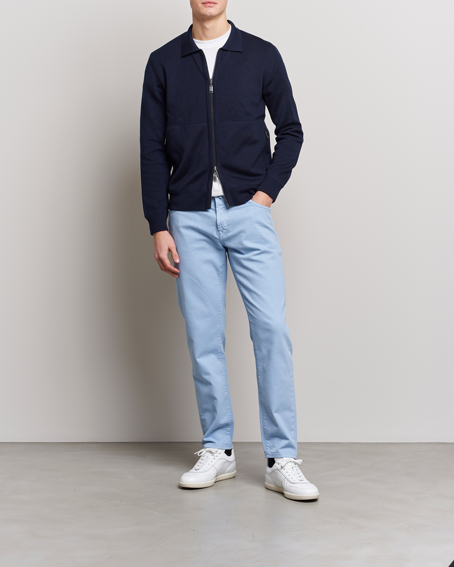Hombres | Pantalones | Incotex | Cotton Stretch 5-Pocket Pants Light Blue