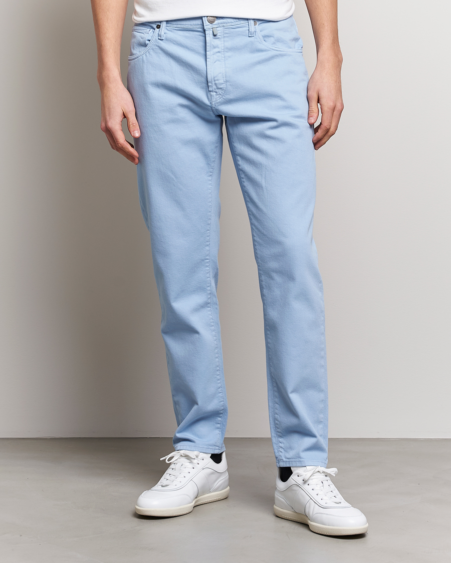 Hombres | Pantalones | Incotex | Cotton Stretch 5-Pocket Pants Light Blue