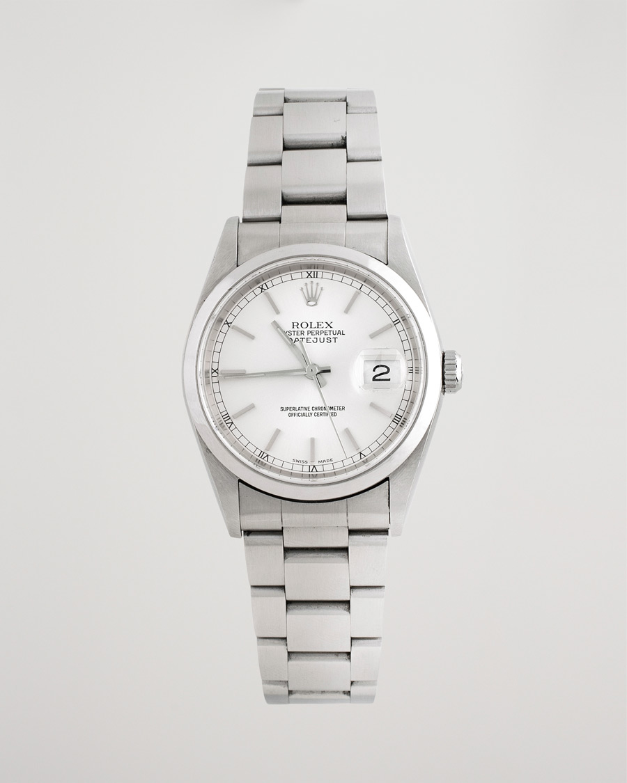Hombres | Rolex Pre-Owned Datejust 16200 Oyster Perpetual Steel Silver | Rolex Pre-Owned | Datejust 16200 Oyster Perpetual Steel Silver