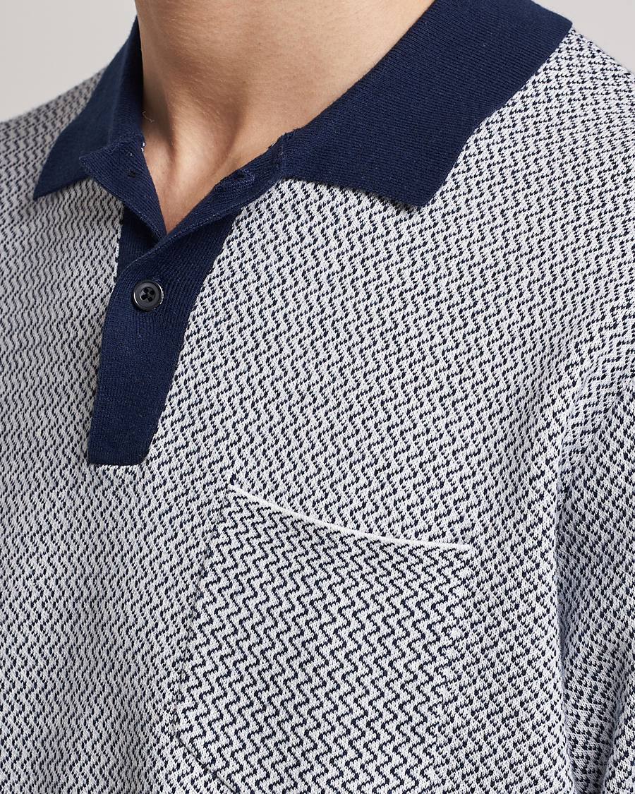 Hombres | Polos | BEAMS PLUS | Two-Tone Jacquard Polo Navy