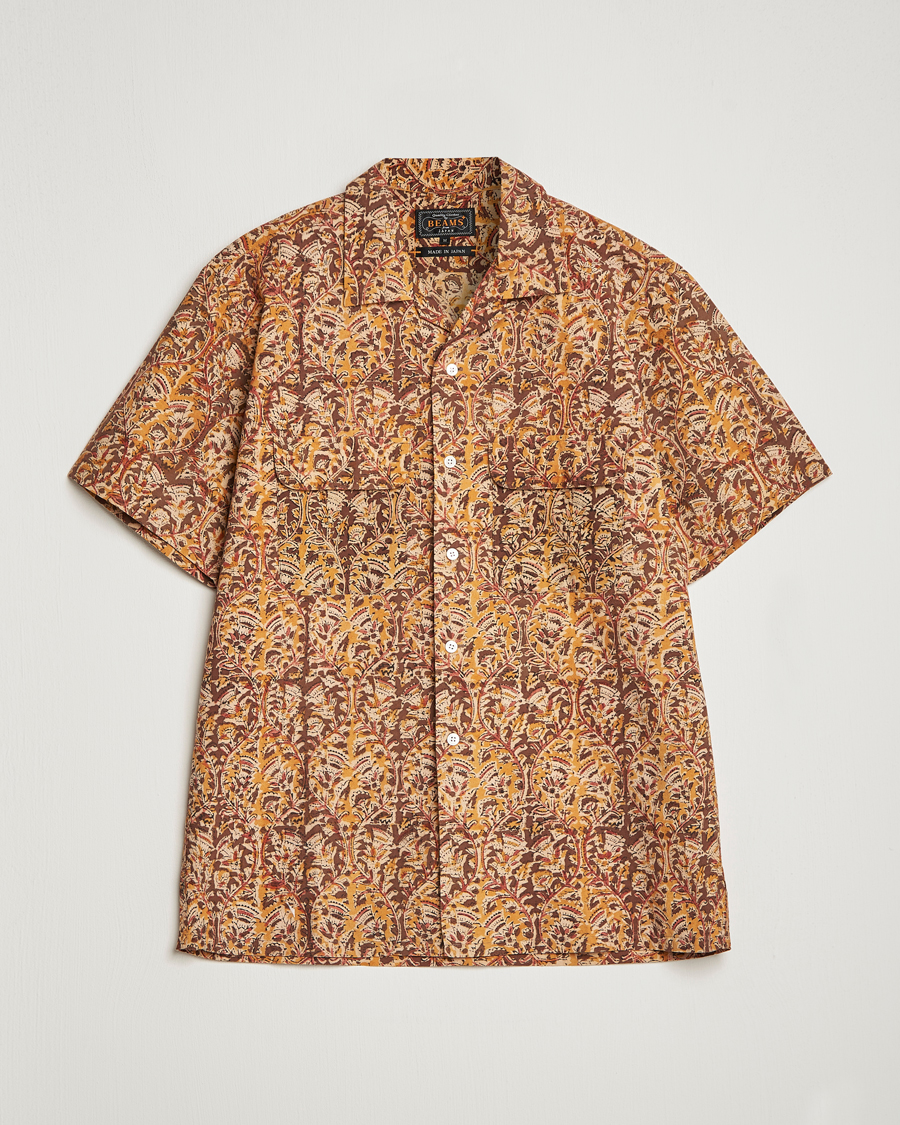 Hombres | Camisas | BEAMS PLUS | Block Print Camp Shirt Brown
