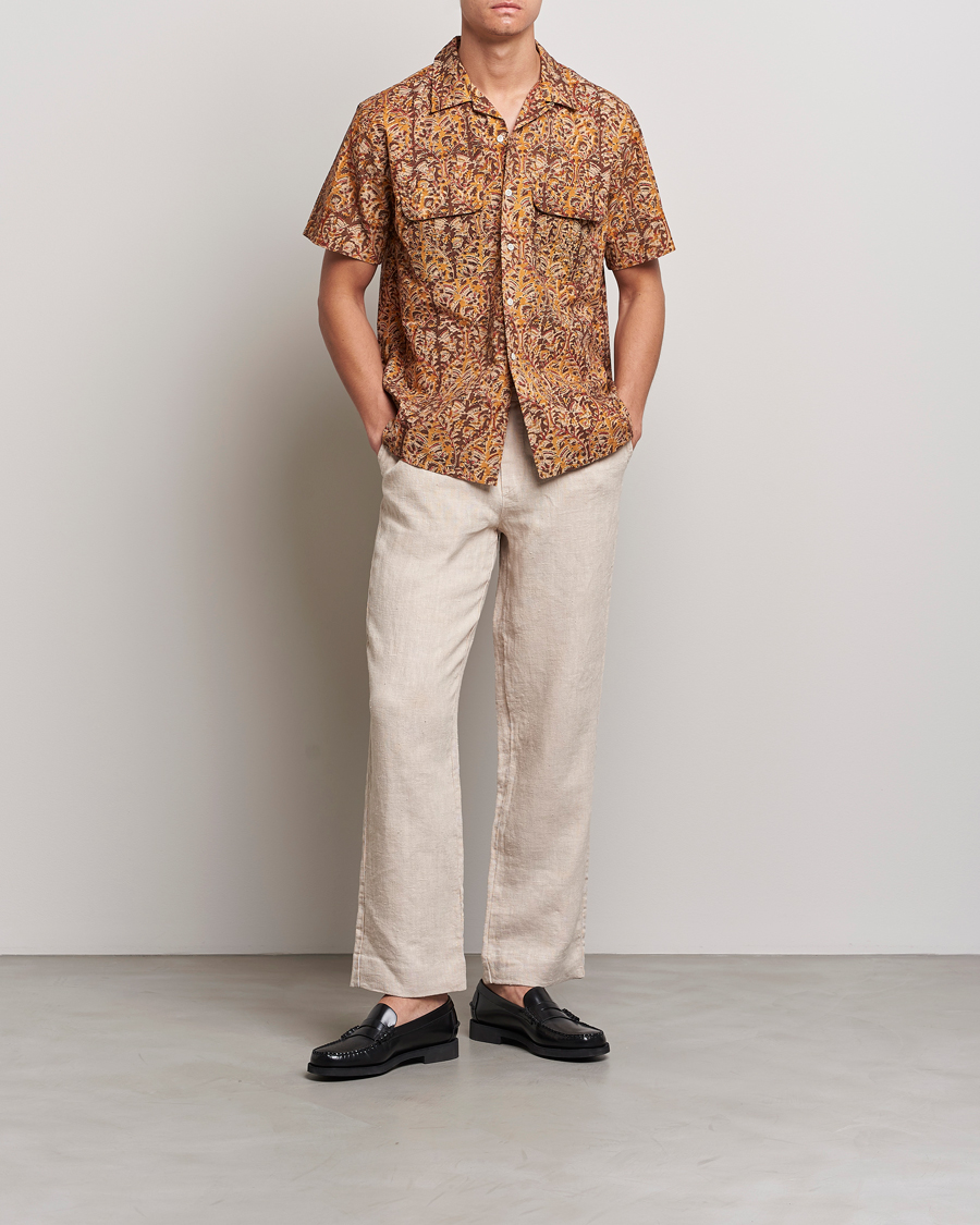Hombres | Camisas | BEAMS PLUS | Block Print Camp Shirt Brown
