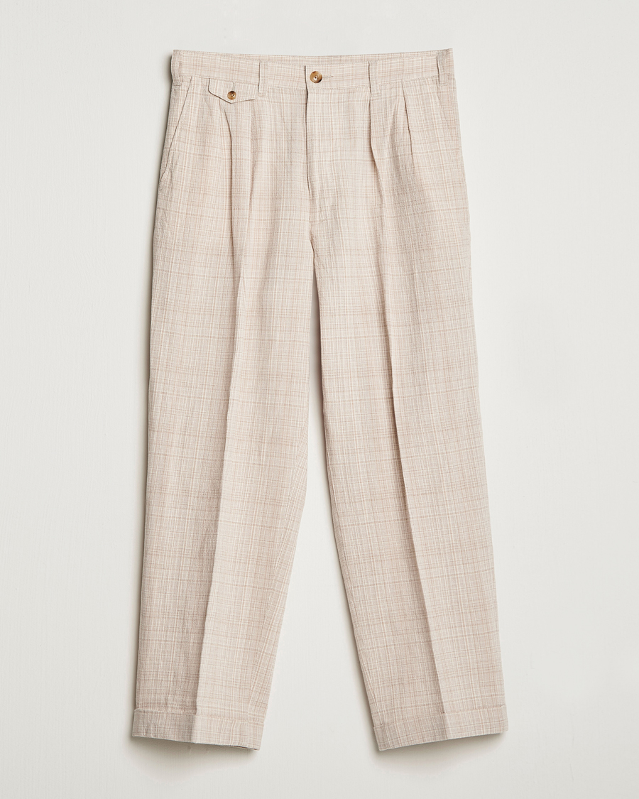 Hombres | Pantalones | BEAMS PLUS | Cotton/Linen Comfort Trousers Natural