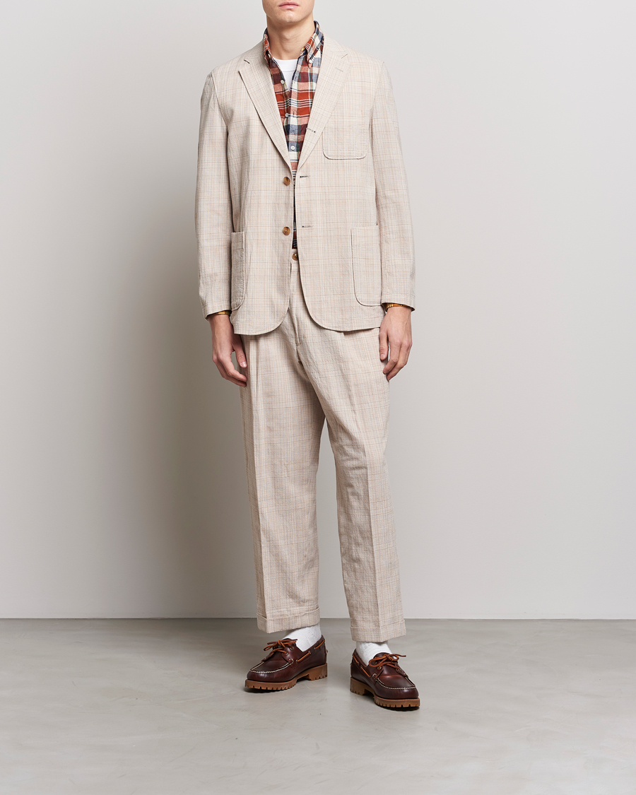 Hombres | Pantalones | BEAMS PLUS | Cotton/Linen Comfort Trousers Natural
