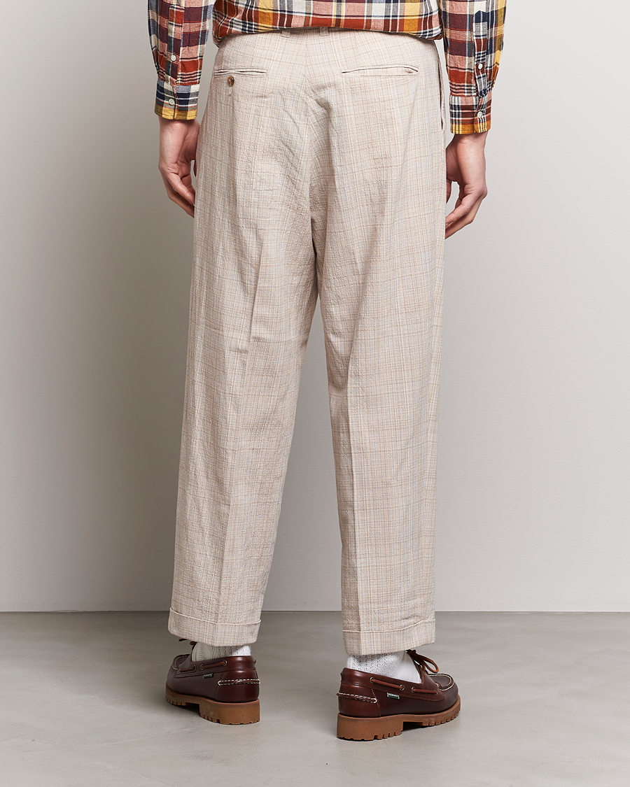Hombres | Pantalones | BEAMS PLUS | Cotton/Linen Comfort Trousers Natural