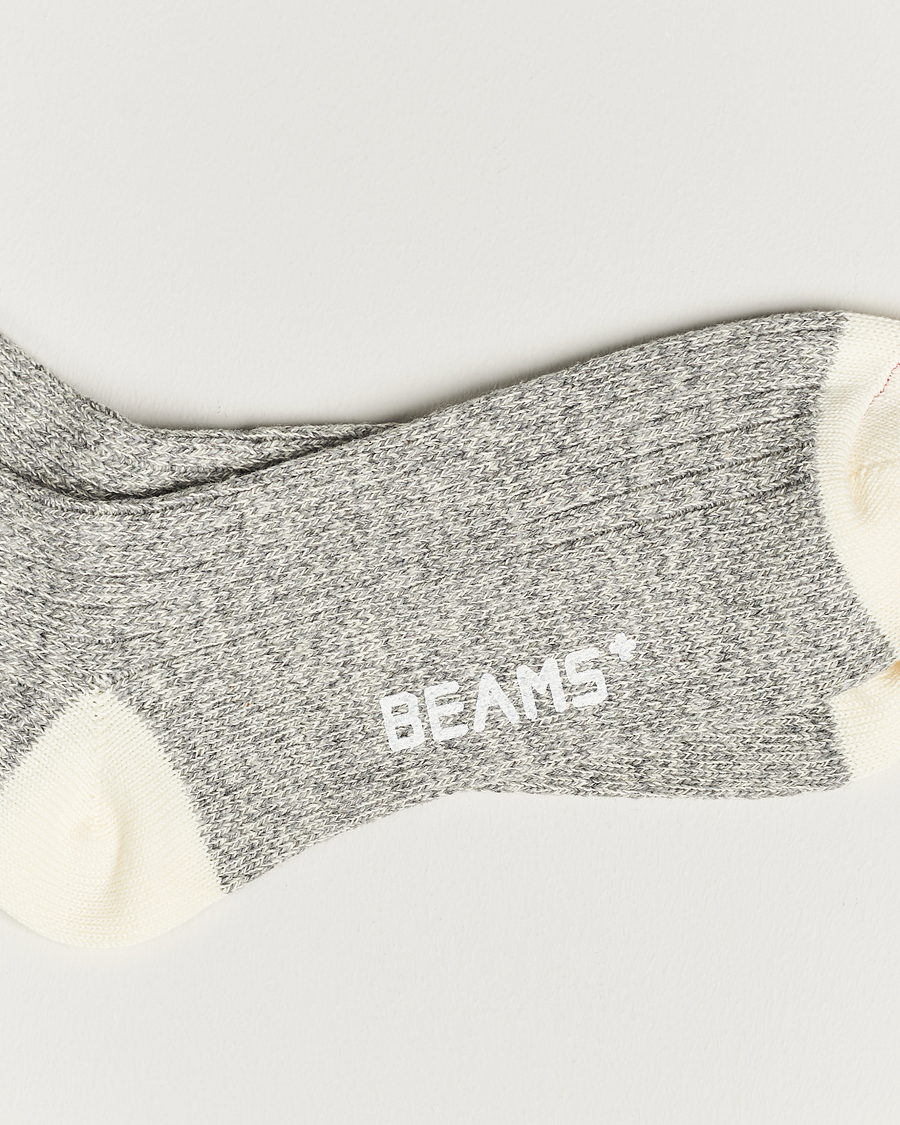 Hombres |  | BEAMS PLUS | 1/4 Rag Socks Grey/Red