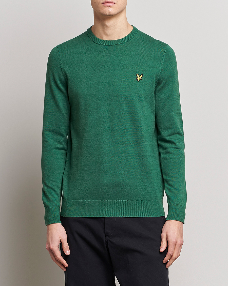 Hombres | Jerséis y prendas de punto | Lyle & Scott | Crew Neck Cotton Sweater English Green