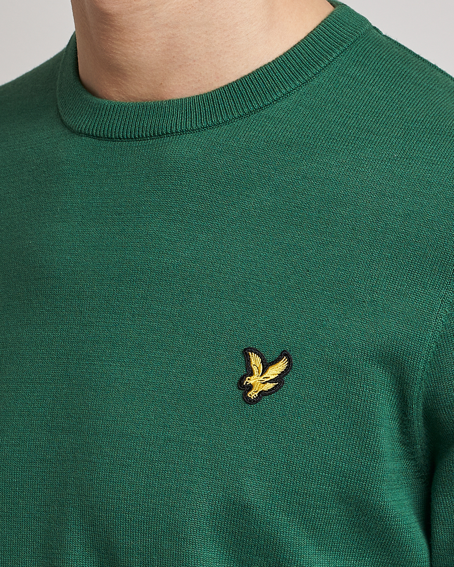 Hombres | Jerséis y prendas de punto | Lyle & Scott | Crew Neck Cotton Sweater English Green