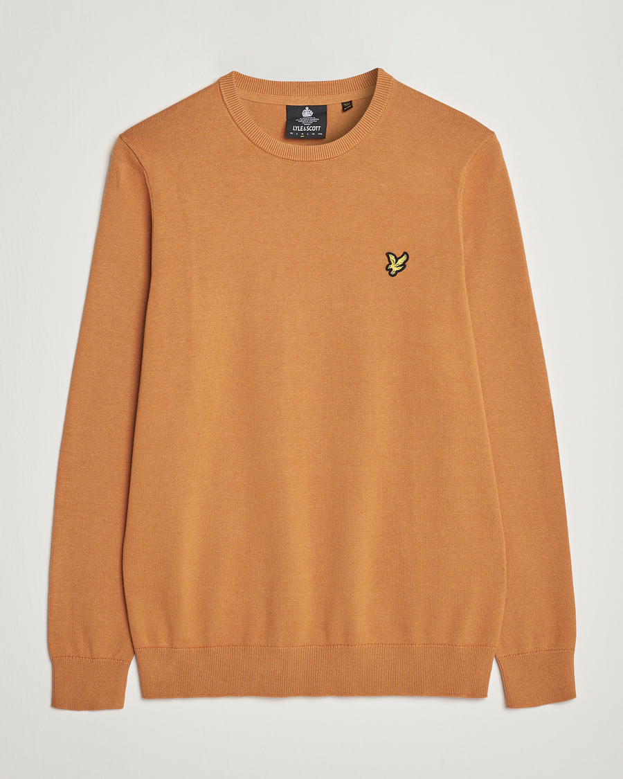 Hombres | Jerséis y prendas de punto | Lyle & Scott | Crew Neck Cotton Sweater Sand Burned