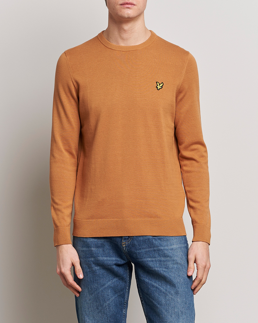 Hombres | Jerséis y prendas de punto | Lyle & Scott | Crew Neck Cotton Sweater Sand Burned